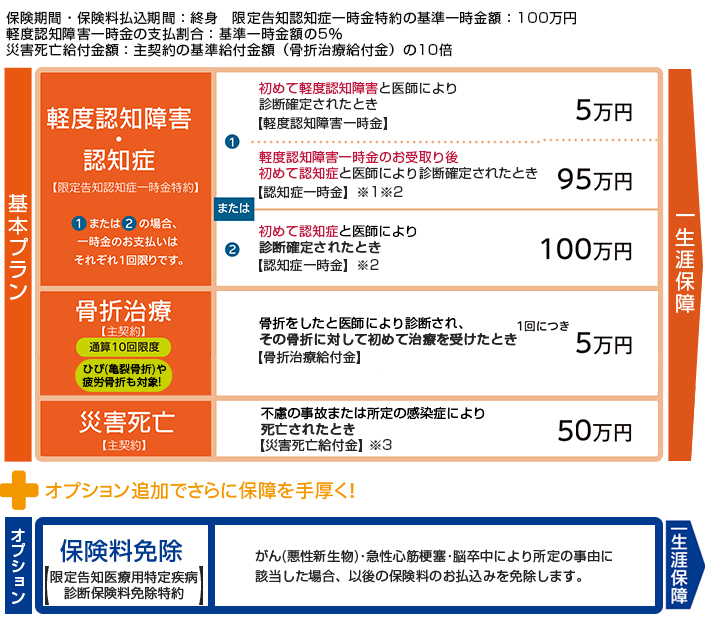 認知症保険：保障内容 骨折治療給付金額50.000円プラン